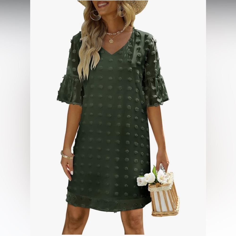 Sheer Olive Green Swiss dot dress from Amazon, size XXL